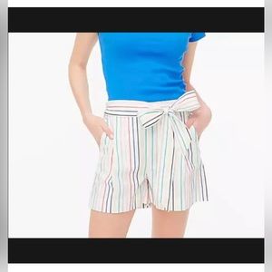 J CREW High Rise Rainbow Striped Shorts